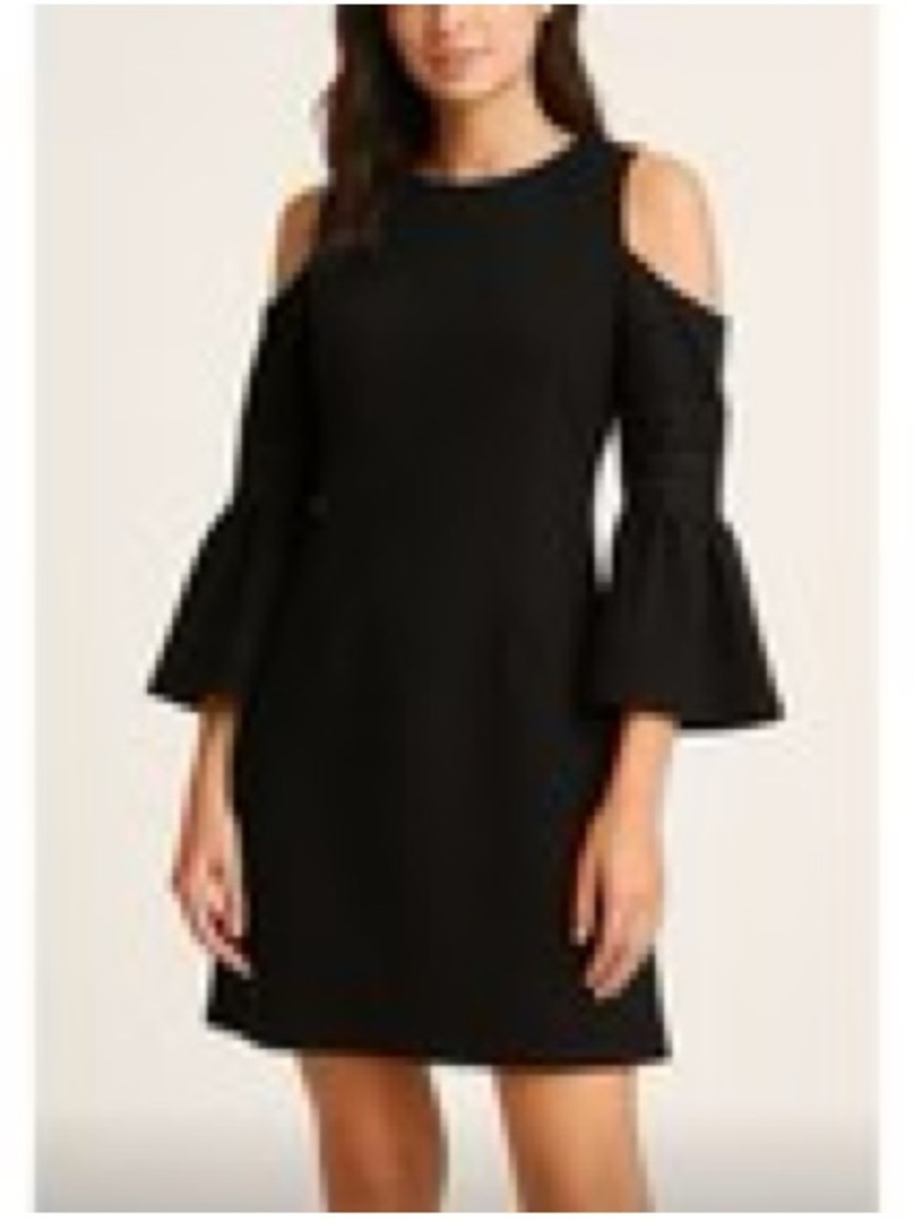 Eliza J Black Cold-Shoulder Bell Sleeve Dress - Women